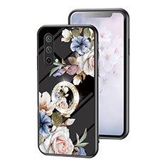 Coque Contour Silicone et Vitre Fleurs Miroir Etui Housse S01 pour OnePlus Nord CE 5G Noir