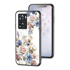 Coque Contour Silicone et Vitre Fleurs Miroir Etui Housse S01 pour Oppo A57s Blanc