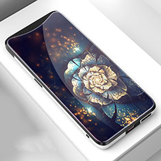 Coque Contour Silicone et Vitre Fleurs Miroir Etui Housse S01 pour Oppo Find X Mixte