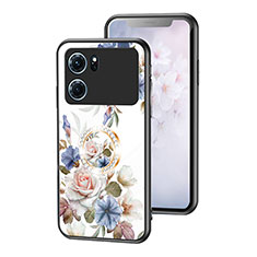 Coque Contour Silicone et Vitre Fleurs Miroir Etui Housse S01 pour Oppo K10 5G Blanc