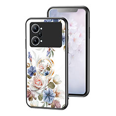 Coque Contour Silicone et Vitre Fleurs Miroir Etui Housse S01 pour Oppo K10 Pro 5G Blanc