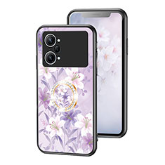 Coque Contour Silicone et Vitre Fleurs Miroir Etui Housse S01 pour Oppo K10 Pro 5G Violet Clair