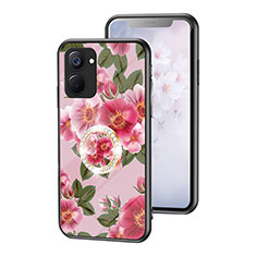 Coque Contour Silicone et Vitre Fleurs Miroir Etui Housse S01 pour Realme 10S 5G Rouge