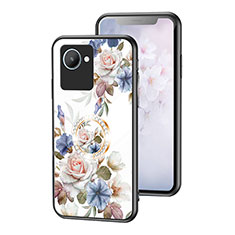 Coque Contour Silicone et Vitre Fleurs Miroir Etui Housse S01 pour Realme C30 Blanc