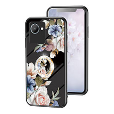 Coque Contour Silicone et Vitre Fleurs Miroir Etui Housse S01 pour Realme C30 Noir