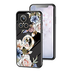 Coque Contour Silicone et Vitre Fleurs Miroir Etui Housse S01 pour Realme GT2 Master Explorer Noir