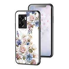 Coque Contour Silicone et Vitre Fleurs Miroir Etui Housse S01 pour Realme Narzo 50 5G Blanc