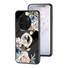 Coque Contour Silicone et Vitre Fleurs Miroir Etui Housse S01 pour Vivo X90 Pro+ Plus 5G Noir