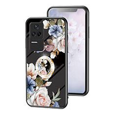 Coque Contour Silicone et Vitre Fleurs Miroir Etui Housse S01 pour Xiaomi Redmi K40S 5G Noir