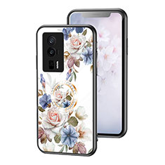 Coque Contour Silicone et Vitre Fleurs Miroir Etui Housse S01 pour Xiaomi Redmi K60 Pro 5G Blanc