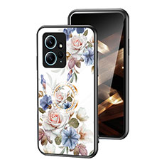 Coque Contour Silicone et Vitre Fleurs Miroir Etui Housse S01 pour Xiaomi Redmi Note 12 4G Blanc