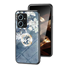 Coque Contour Silicone et Vitre Fleurs Miroir Etui Housse S01 pour Xiaomi Redmi Note 12 4G Bleu