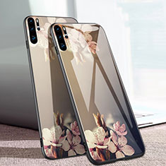 Coque Contour Silicone et Vitre Fleurs Miroir pour Huawei P30 Pro Or