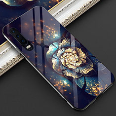 Coque Contour Silicone et Vitre Fleurs Miroir S03 pour Huawei P30 Noir