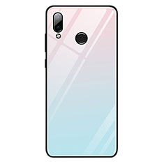 Coque Contour Silicone et Vitre Miroir Housse Etui Degrade Arc en Ciel G01 pour Huawei Honor Play Bleu Ciel