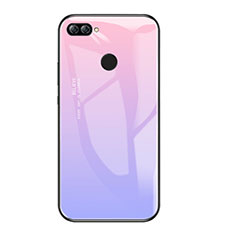 Coque Contour Silicone et Vitre Miroir Housse Etui Degrade Arc en Ciel pour Huawei Enjoy 7S Violet