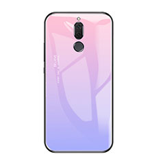 Coque Contour Silicone et Vitre Miroir Housse Etui Degrade Arc en Ciel pour Huawei G10 Violet