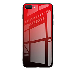 Coque Contour Silicone et Vitre Miroir Housse Etui Degrade Arc en Ciel pour Huawei Honor 10 Rouge