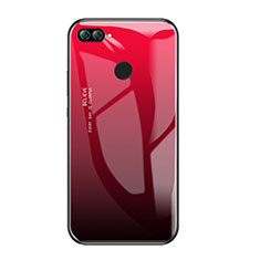 Coque Contour Silicone et Vitre Miroir Housse Etui Degrade Arc en Ciel pour Huawei Honor 9i Rouge