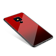 Coque Contour Silicone et Vitre Miroir Housse Etui Degrade Arc en Ciel pour Huawei Mate 20 Rouge