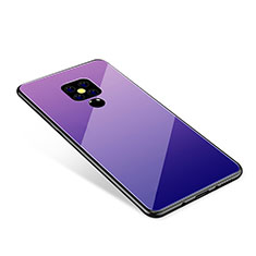 Coque Contour Silicone et Vitre Miroir Housse Etui Degrade Arc en Ciel pour Huawei Mate 20 Violet