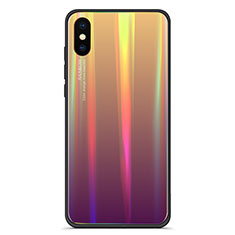 Coque Contour Silicone et Vitre Miroir Housse Etui Degrade Arc en Ciel pour Xiaomi Mi 8 Explorer Mixte