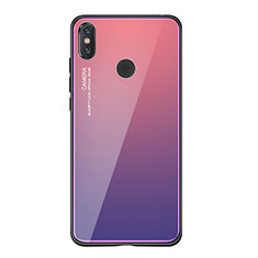 Coque Contour Silicone et Vitre Miroir Housse Etui Degrade Arc en Ciel pour Xiaomi Mi 8 SE Violet