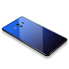 Coque Contour Silicone et Vitre Miroir Housse Etui M01 pour Huawei Mate 10 Bleu