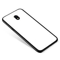 Coque Contour Silicone et Vitre Miroir Housse Etui pour Samsung Galaxy J5 (2017) SM-J750F Blanc