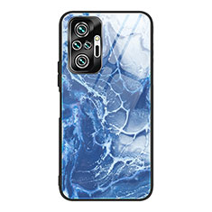 Coque Contour Silicone et Vitre Motif Fantaisie Miroir Etui Housse JM1 pour Xiaomi Redmi Note 10 Pro Max Bleu Royal