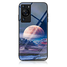 Coque Contour Silicone et Vitre Motif Fantaisie Miroir Etui Housse JM2 pour Huawei P60 Bleu Royal