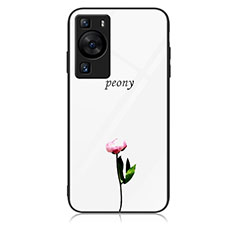 Coque Contour Silicone et Vitre Motif Fantaisie Miroir Etui Housse JM2 pour Huawei P60 Pro Blanc