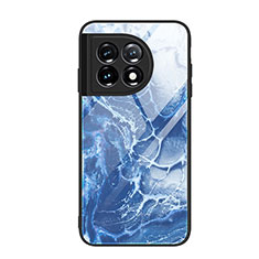 Coque Contour Silicone et Vitre Motif Fantaisie Miroir Etui Housse JM3 pour OnePlus 11 5G Bleu