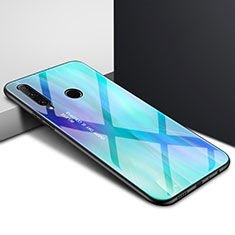 Coque Contour Silicone et Vitre Motif Fantaisie Miroir Etui Housse K01 pour Huawei P Smart+ Plus (2019) Cyan