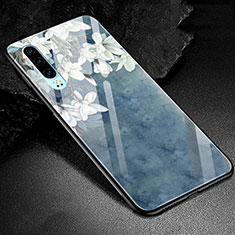 Coque Contour Silicone et Vitre Motif Fantaisie Miroir Etui Housse K01 pour Huawei P30 Bleu