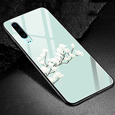 Coque Contour Silicone et Vitre Motif Fantaisie Miroir Etui Housse K01 pour Huawei P30 Cyan