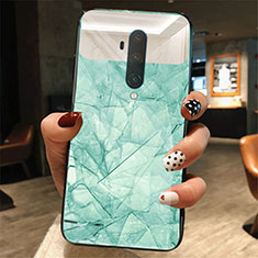 Coque Contour Silicone et Vitre Motif Fantaisie Miroir Etui Housse K01 pour OnePlus 7T Pro Cyan