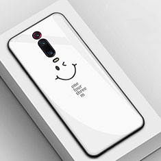 Coque Contour Silicone et Vitre Motif Fantaisie Miroir Etui Housse K03 pour Xiaomi Mi 9T Blanc