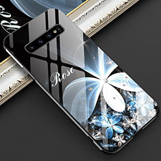 Coque Contour Silicone et Vitre Motif Fantaisie Miroir Etui Housse K04 pour Samsung Galaxy S10 5G Blanc