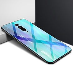 Coque Contour Silicone et Vitre Motif Fantaisie Miroir Etui Housse K04 pour Xiaomi Mi 9T Cyan