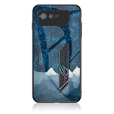 Coque Contour Silicone et Vitre Motif Fantaisie Miroir Etui Housse LS1 pour Asus ROG Phone 6 Bleu