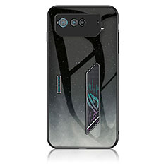 Coque Contour Silicone et Vitre Motif Fantaisie Miroir Etui Housse LS1 pour Asus ROG Phone 6 Gris