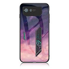 Coque Contour Silicone et Vitre Motif Fantaisie Miroir Etui Housse LS1 pour Asus ROG Phone 6 Violet