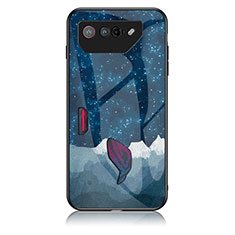 Coque Contour Silicone et Vitre Motif Fantaisie Miroir Etui Housse LS1 pour Asus ROG Phone 7 Bleu