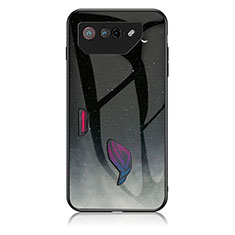 Coque Contour Silicone et Vitre Motif Fantaisie Miroir Etui Housse LS1 pour Asus ROG Phone 7 Gris