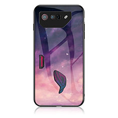 Coque Contour Silicone et Vitre Motif Fantaisie Miroir Etui Housse LS1 pour Asus ROG Phone 7 Violet