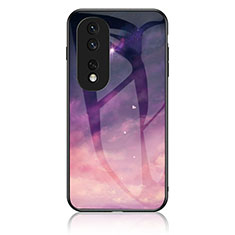 Coque Contour Silicone et Vitre Motif Fantaisie Miroir Etui Housse LS1 pour Huawei Honor 80 5G Violet