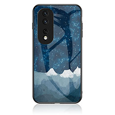 Coque Contour Silicone et Vitre Motif Fantaisie Miroir Etui Housse LS1 pour Huawei Honor 80 GT 5G Bleu