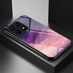 Coque Contour Silicone et Vitre Motif Fantaisie Miroir Etui Housse LS1 pour Huawei Honor X8a 5G Violet