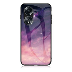 Coque Contour Silicone et Vitre Motif Fantaisie Miroir Etui Housse LS1 pour Oppo A38 Violet